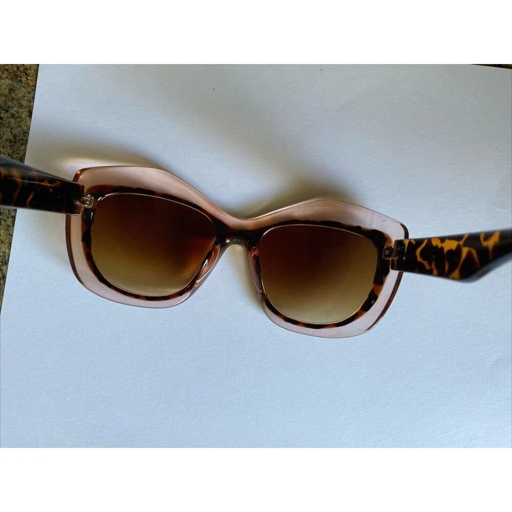 Women's Brown Frosted And Tortoise Shell Sun Glasses